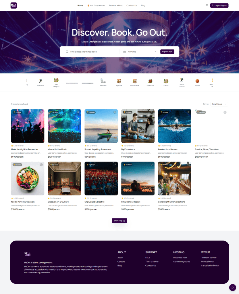 WeOut — Experience Booking Platform